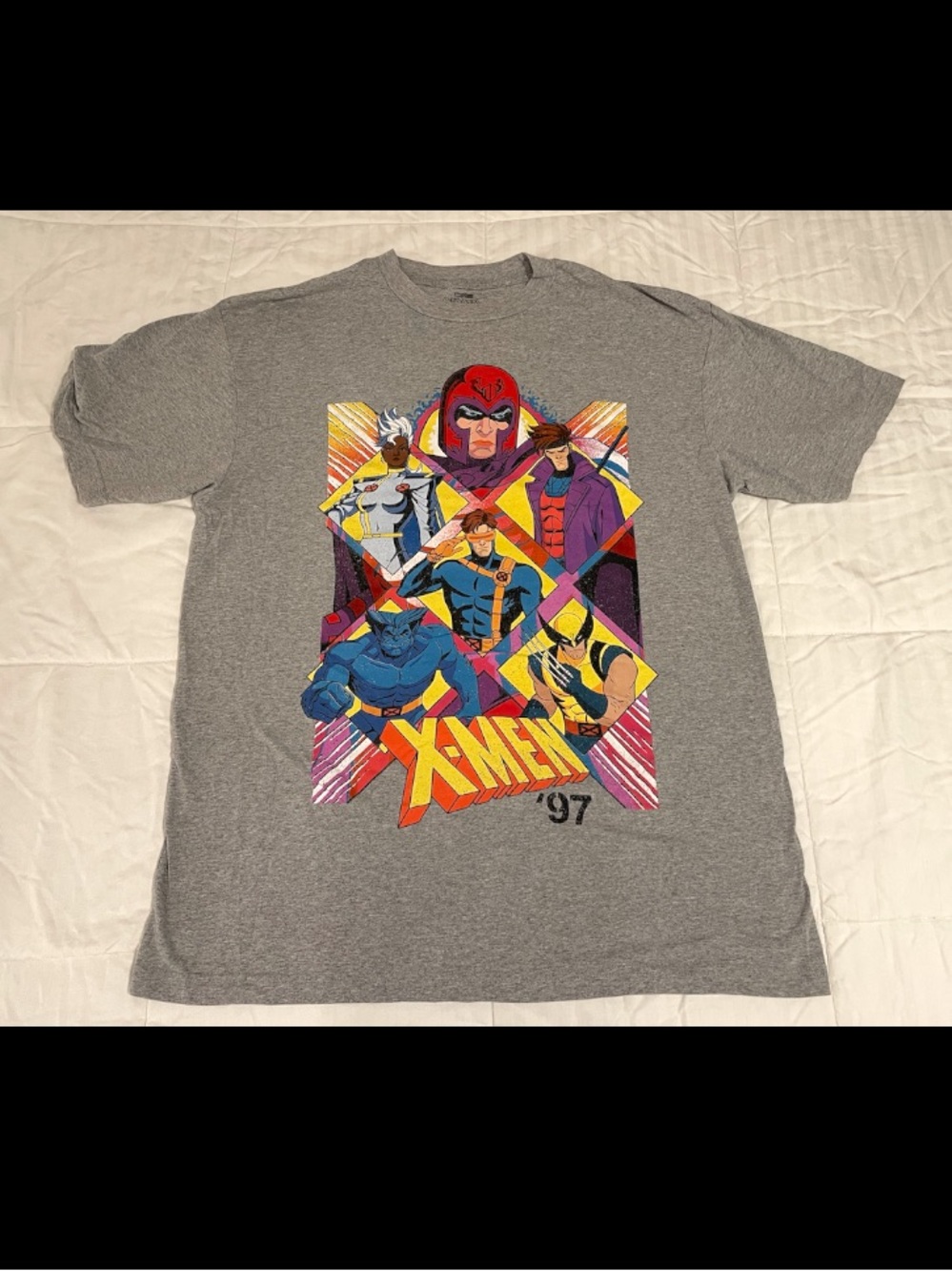 X-Men 1997 Animated Series Group Marvel Comics Adult T Shirt Gray XLT